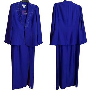 Che Studio by Kathy Che Royal Cobalt Blue Formal Dress & Evening Jacket Size 12